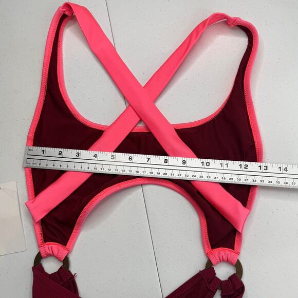 NWT Ashley Graham x Swimsuits for All One Piece Cut Out Open Back Pink Size 8 - Picture 12 of 13